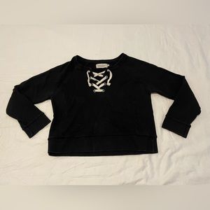 Propaganda (Plenty) Cropped Front Lace Up Black Sweater Women’s Small
